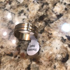 Silver  with a gold inlay ring